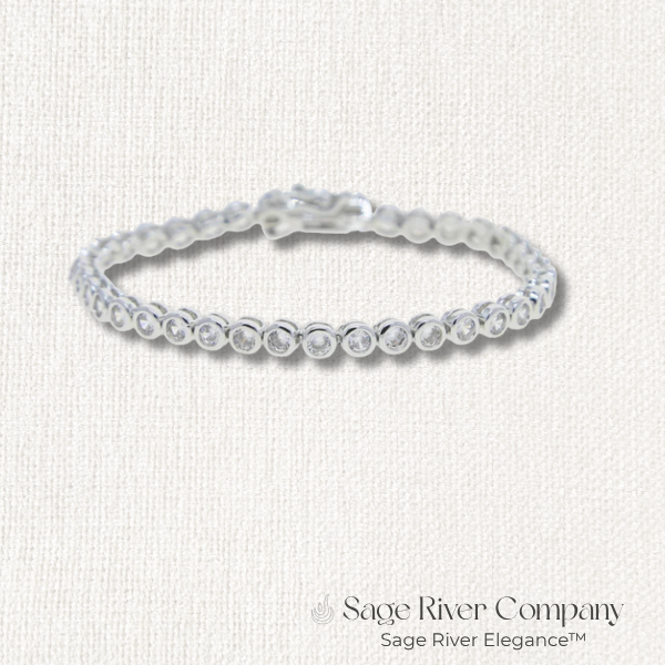 Silver Round CZ Tennis Bracelet with 5A Cubic Zirconia Stones