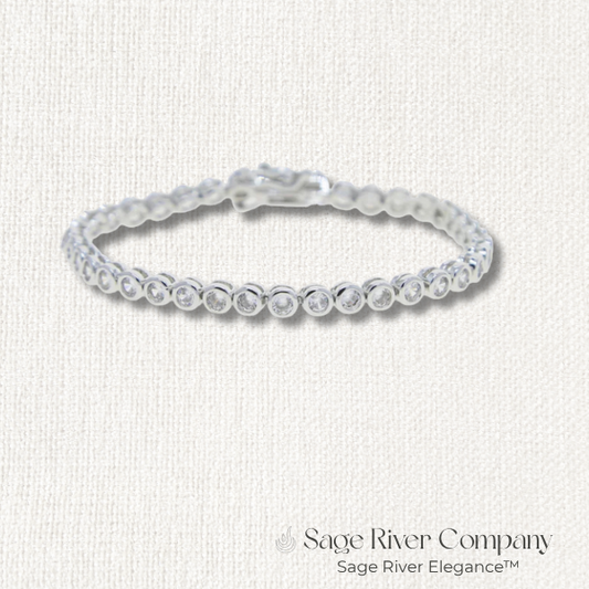 Silver Round CZ Tennis Bracelet with 5A Cubic Zirconia Stones