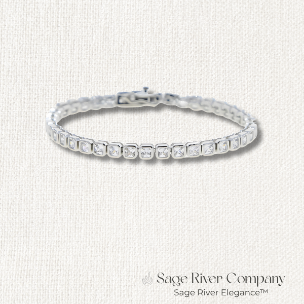 Silver Square CZ Tennis Bracelet with 5A Cubic Zirconia Stones