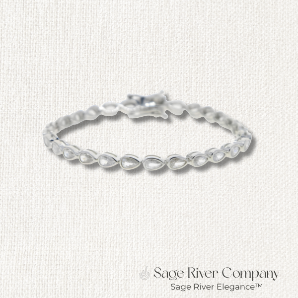 Silver Teardrop CZ Tennis Bracelet with 5A Cubic Zirconia Stones