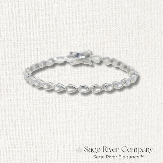 Silver Teardrop CZ Tennis Bracelet with 5A Cubic Zirconia Stones